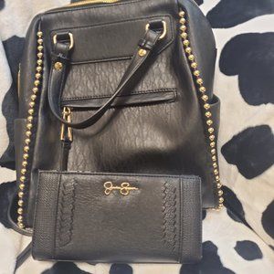 JESSICA SIMPSON BLACK CAMILLE BACKPACK PURSE WITH WALLET